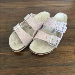 Birkenstock Women's Arizona Rivet Wool Shearling Sandals pink felt wool 9 40